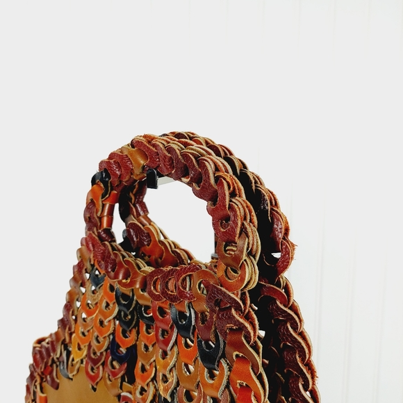 Vintage Leather Patch Stitch High Details Boho Shoulder Hand Bag 0390 - Picture 5 of 10